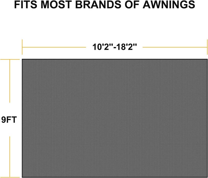 LOSTAR RV Fabric Replacement Screen with Zipper 9'x 15', Universal Mesh Awning Sunscreen Kit for Camper Trailor Motorhome Outdoor UV Blocker - Black - Image 5